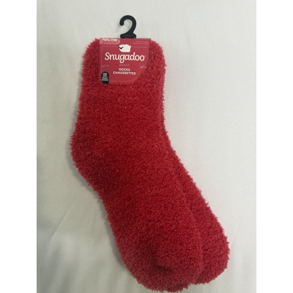 Snugadoo Fuzzy Socks Adult One Size Red Plush Cozy Soft Warm NWT